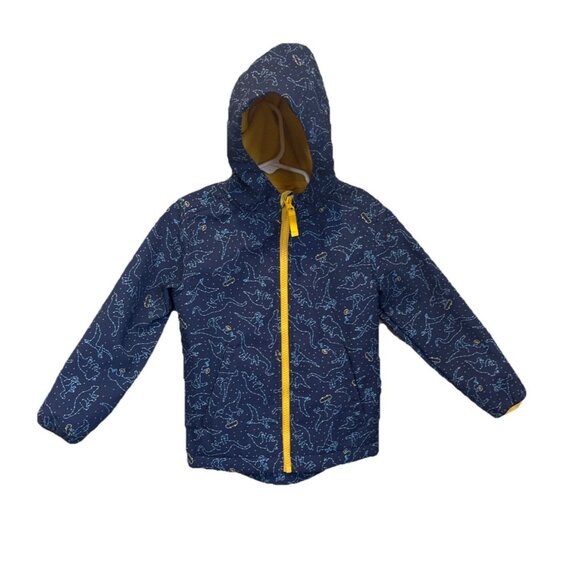 Cat & Jack 4t Dinosaur Jacket With Hood Blue Raincoat Stars Lined Coat Fall - Picture 1 of 10